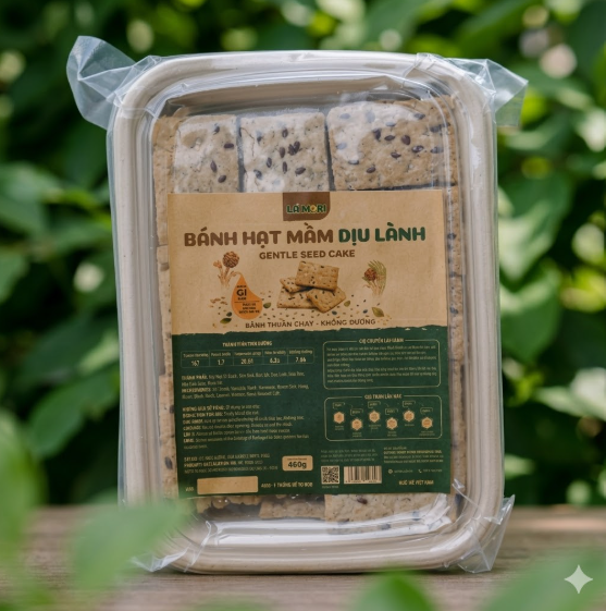 LÁ MORI - Bánh hạt mầm dịu lành ( vị mật dừa hữu cơ hộp 480g )